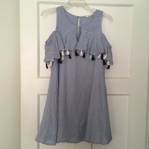 Copper Key cold shoulder striped tassel dress sm